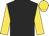black, gold sleeves and cap