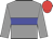 Grey body, blue hoop, grey arms, red cap