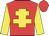Red body, yellow cross of lorraine, yellow arms, red cap
