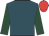 teal, dark green sleeves, red cap