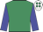 emerald green, blue sleeves, emerald green spots on white cap