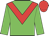 Green body, red chevron, green arms, red cap
