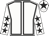White, black seams, white sleeves, black stars, white cap, black star