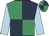 Emerald green and dark blue (quartered), light blue sleeves
