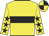 Yellow, black hoop, yellow sleeves, black stars, quartered cap