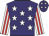 Purple, white stars, white and red striped sleeves