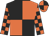 Black and orange (quartered), checked sleeves, orange and black quartered cap
