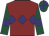 Maroon, purple triple diamond, dark green sleeves, purple armlets, quartered cap
