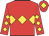 Red, yellow triple diamond, diamonds on sleeves, red cap, yellow diamond