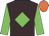 Brown, green diamond and sleeves, orange cap