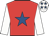 Red, royal blue star, white sleeves, white cap, royal blue stars