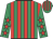 Emerald green and red stripes, emerald green sleeves, red stars