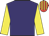 Purple, yellow sleeves, red and yellow striped cap