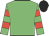 Jade green, flame hooped sleeves, black cap