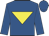 Royal blue, yellow inverted triangle
