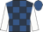 Dark blue and royal blue check, white sleeves, royal blue cap