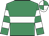 Emerald green, white hoop, hooped sleeves, white and emerald green quartered cap