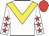 White, yellow chevron, white sleeves, red stars, red cap