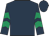 Dark blue, emerald green chevrons on sleeves, dark blue cap