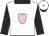 White, pink heart, black collar,  black sleeves, pink hoop, white cap,black button & visor