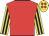 Red, yellow & black striped sleeves, yellow cap, red spots