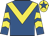Royal blue, yellow chevron, yellow chevrons on sleeves, yellow cap, royal blue star