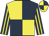 Dark blue & yellow quartered, striped sleeves, quartered cap