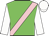 GREEN, PINK sash, WHITE sleeves, WHITE cap