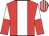 Red, white panel, halved sleeves, striped cap