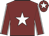 Maroon, white star, white seams on sleeves, white star on cap
