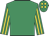 Emerald green, emerald green & yellow striped sleeves, yellow spots on cap