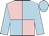Light blue & pink quartered, light blue sleeves, light blue cap