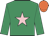 Emerald green, pink star, orange cap