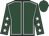 Dark green, white seams, white stars on sleeves, dark green cap