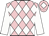 Pink & white diamonds, white sleeves, white diamond on cap