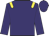 Purple body, yellow epaulettes, purple arms, purple cap