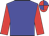 Blue body, red arms, red cap, blue quartered