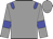 Grey body, blue epaulettes, grey arms, blue armlets, grey cap