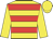 yellow, red hoops, yellow sleeves and cap