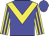 Blue body, yellow chevron, yellow arms, blue striped, blue cap