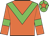 Orange body, green chevron, orange arms, green armlets, green cap, orange star