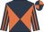 dark blue, orange diablo, striped sleeves, quartered cap