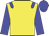 Yellow body, blue epaulettes, blue arms, blue cap