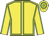 Yellow body, green seams, yellow arms, green seams, yellow cap, green hooped