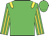Lime green, yellow epaulets, yellow stripes on lime green sleeves, lime green cap
