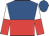 Royal blue and red halved horizontally, white and red halved sleeves, royal blue cap