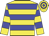 Yellow body, blue hooped, yellow arms, blue hooped, yellow cap, blue hooped