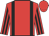 red, black braces, striped sleeves