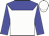 white, blue yoke, blue sleeves