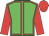 Lime green, red seams, red sleeves, red cap